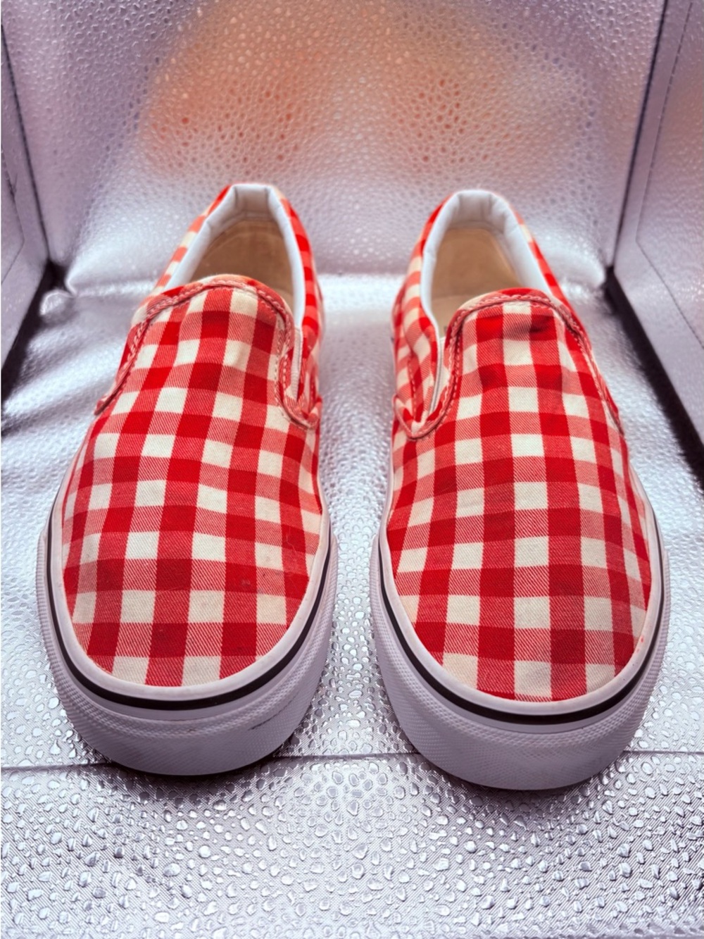 Women’s Vans Red Gingham Slip-On Canvas Shoes